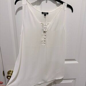 Express White Sleeveless Button-Front Blouse